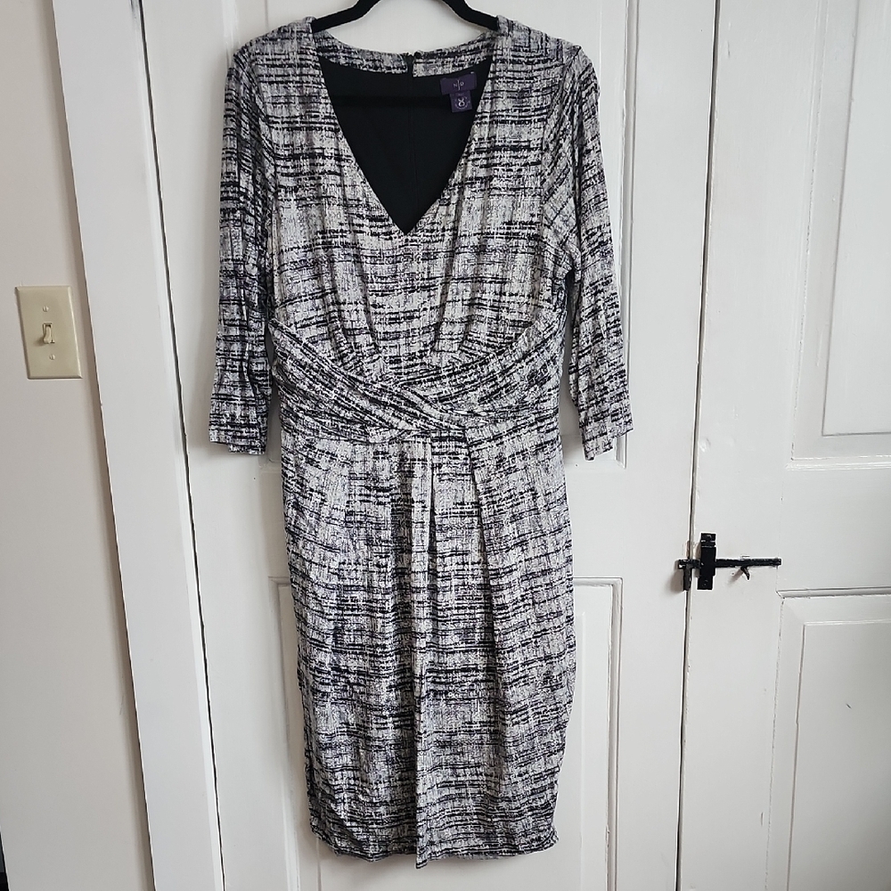NYDJ Black and White Long Sleeve Dress